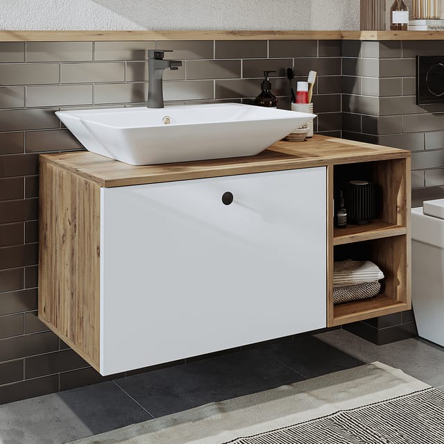 Roomart Lotus-ii-95 Bad-set 2-tlg 95 Cm Breit, Weiß-eiche