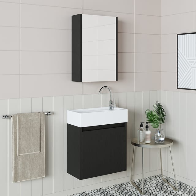 Roomart Mini-50 Badmöbel-set 3-tlg 49 Cm Breit, Schwarz-eiche