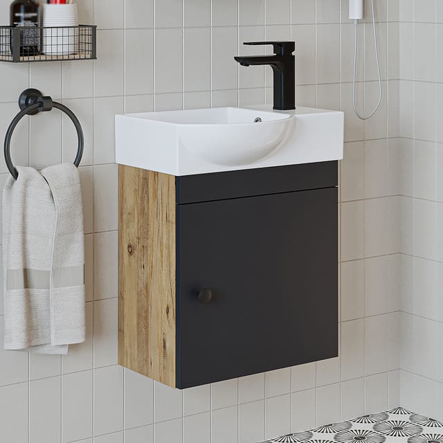 Roomart Punto Badmöbel-set 2-tlg 46.5 Cm Breit, Anthrazit-eiche