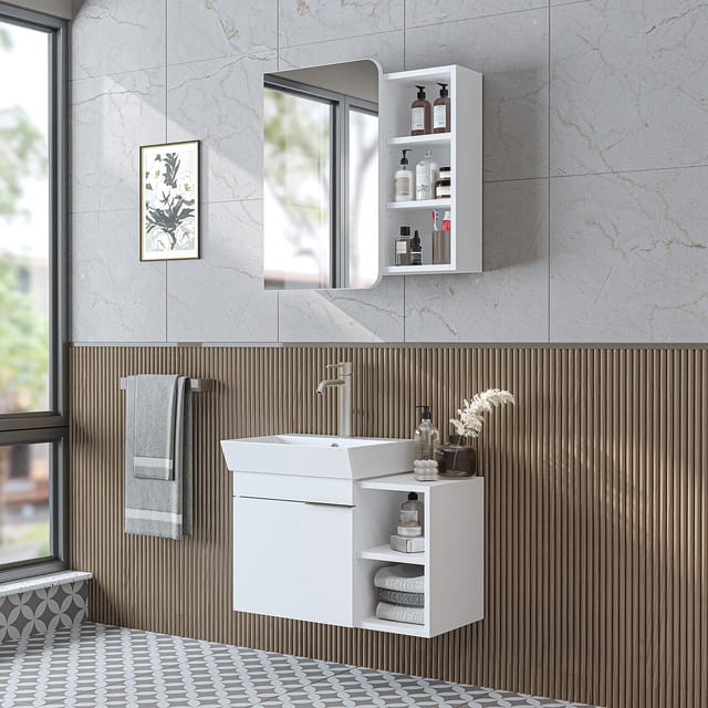 Roomart Lycia-72 Badmöbel-set 3-tlg 72 Cm Breit, Weiß
