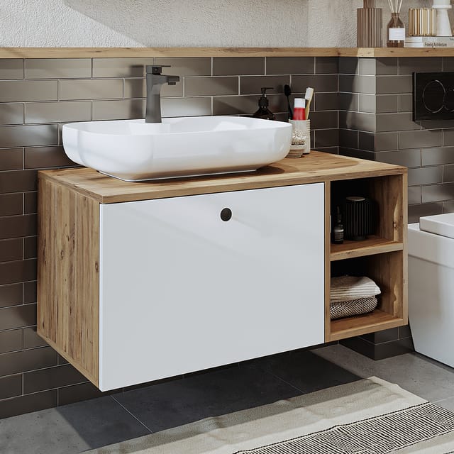 Roomart Lotus-i-95 Bad-set 2-tlg 95 Cm Breit, Weiß-eiche