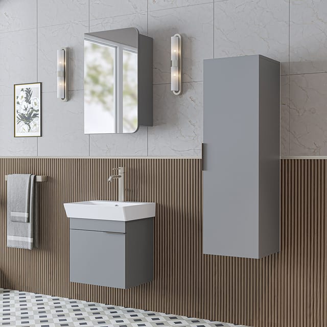 Roomart Lycia-50 Badmöbel-set 4-tlg 50 Cm Breit, Grau