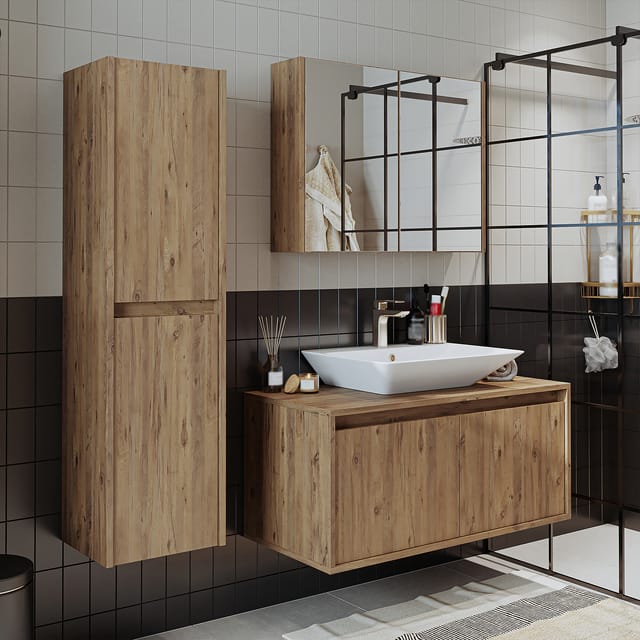 Roomart Atlantic-100 Bad-set 4-tlg 100 Cm Breit, Eiche