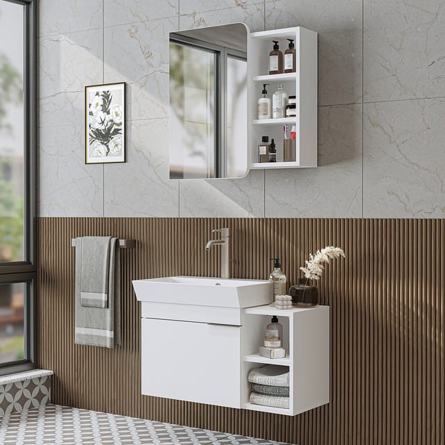 Roomart Lycia-82 Badmöbel-set 3-tlg 50 Cm Breit, Weiß