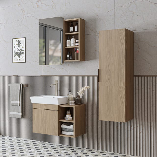 Roomart Lycia-72 Badmöbel-set 4-tlg 72 Cm Breit, Eiche(hell)