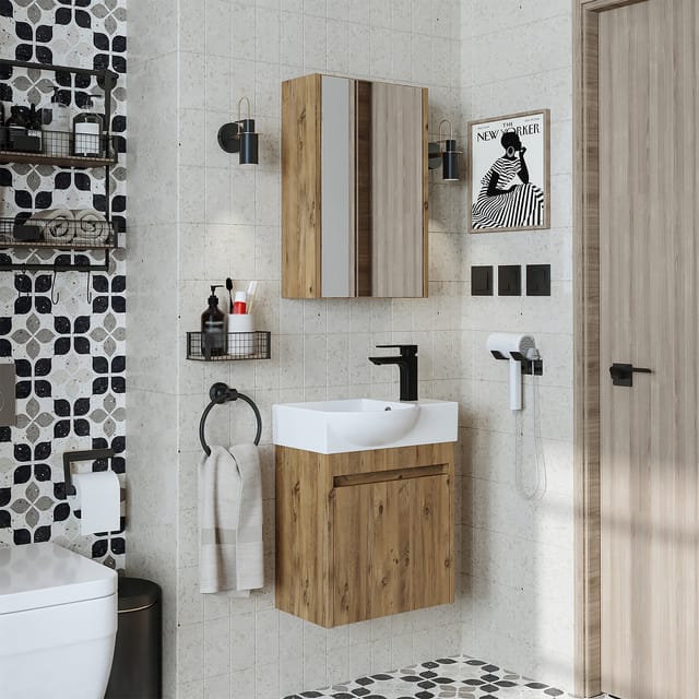 Roomart Leo Badmöbel-set 3-tlg 46.5 Cm Breit, Eiche