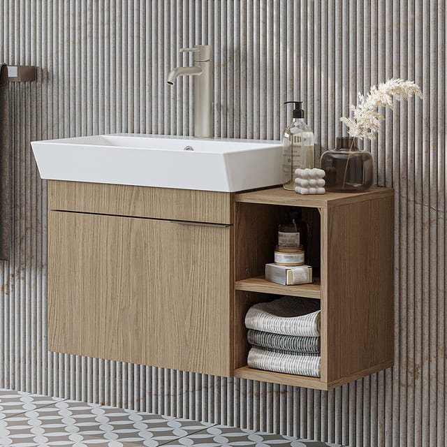 Roomart Lycia-82 Badmöbel-set 2-tlg 50 Cm Breit, Eiche(hell)