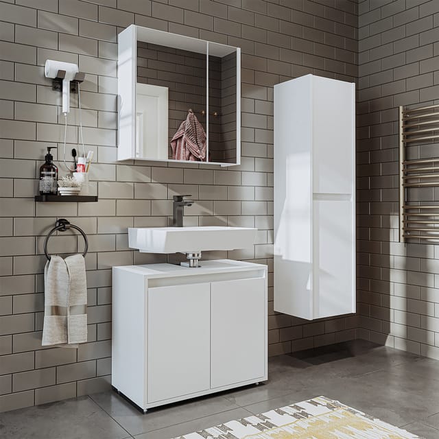 Roomart Melona-s2-65 Bad-set 3-tlg 65 Cm Breit, Weiß