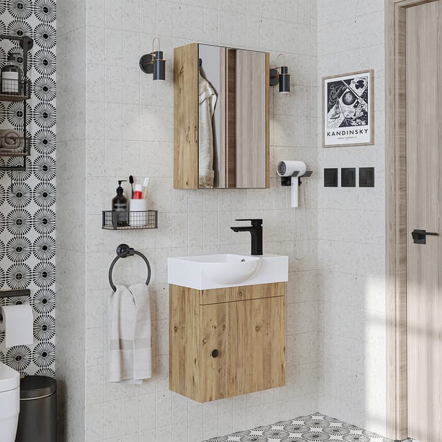 Roomart Punto Badmöbel-set 3-tlg 46.5 Cm Breit, Eiche