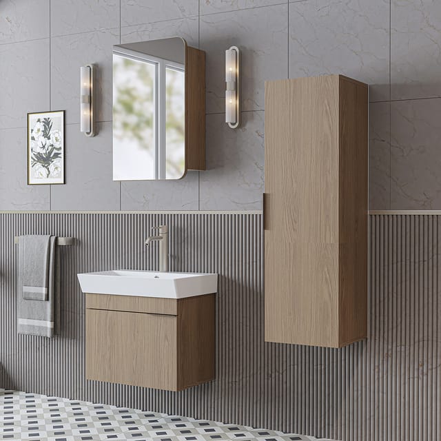 Roomart Lycia-60 Badmöbel-set 4-tlg 59 Cm Breit, Eiche(hell)