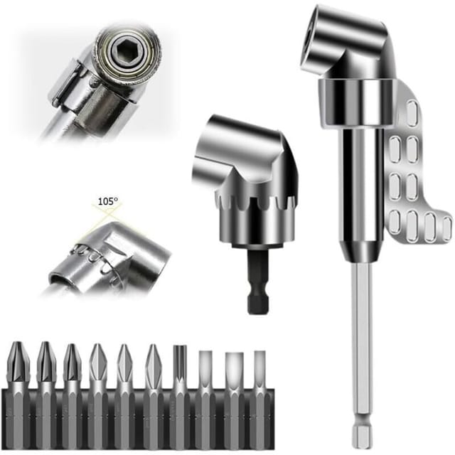 105° Abgewinkelter Schraubendreheradapter, 2025 Abgewinkelter Schraubendreherbit Mit Multifunktionsspitze, 6,35 Mm Sechskantantrieb, Für Garage Und Baustelle (kurz Und Lang)