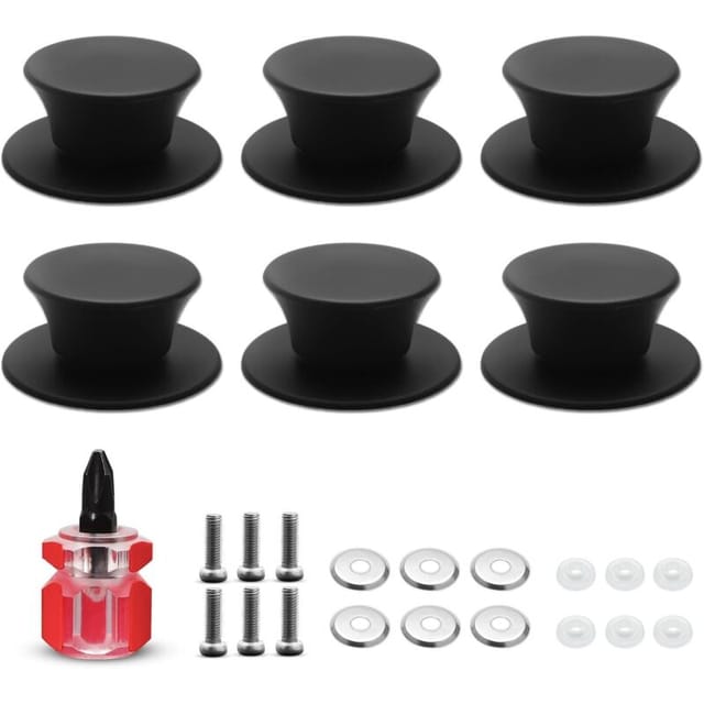Set Mit 6 Silikon-topfdeckelknöpfen – Bpa-freie, Hitzebeständige Deckelgriffe – Universalknöpfe Für Deckel Und Küchenutensilien (schwarz)