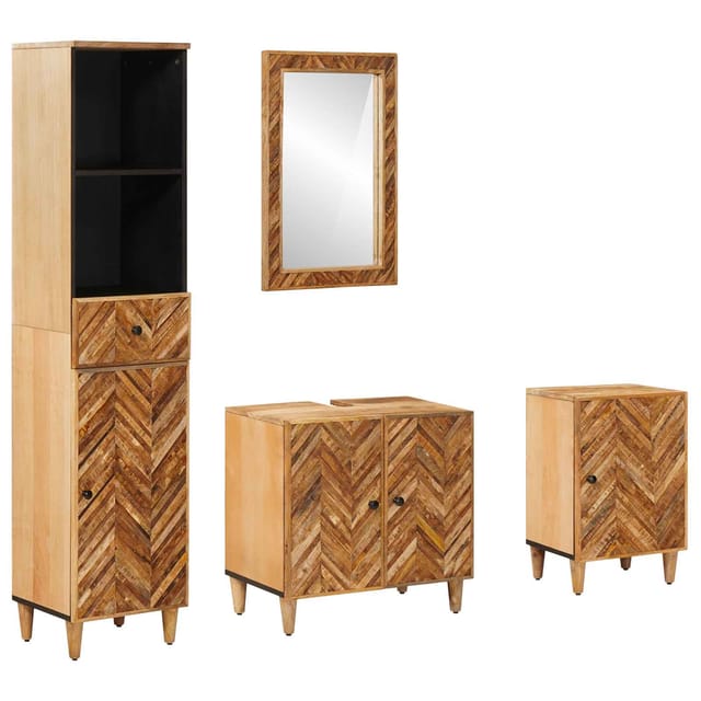 Badezimmerschrank-set Mit Schubladen 4 Pcs Massivholz Mango Vidaxl