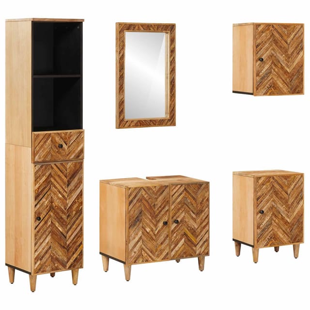 Badezimmerschrank-set Mit Schubladen 5 Pcs Massivholz Mango Vidaxl