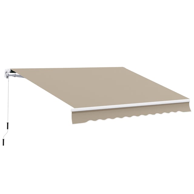 Manuelle Markise – 4x3m Terrassenmarkise – Aluminium-sonnenschutz – Einziehbare Markise Mit Kurbel – Beige