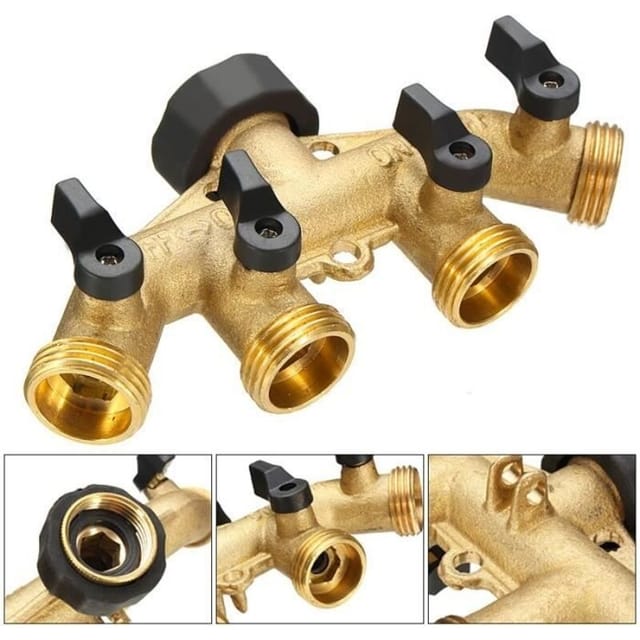 Npt 3/4" 4-wege-messing-anschlussstück Für Wasserhahn, Schlauchanschluss, Bewässerung, Garten, Rasen