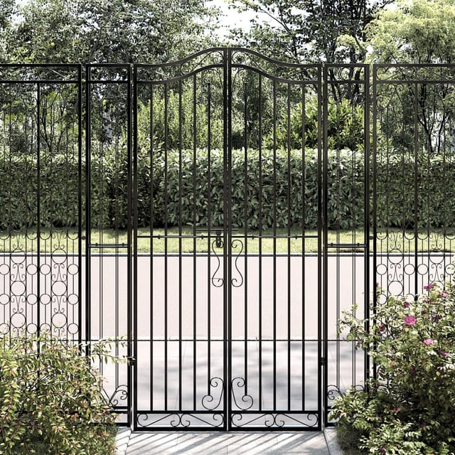 Gartentor Schwarz 121x8x180 Cm Schmiedeeisen