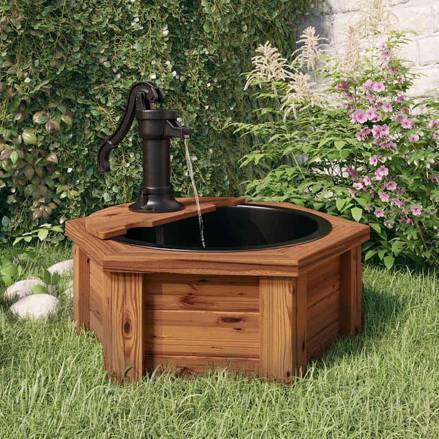 Gartenbrunnen Mit Pumpe 57x57x53 Cm Massivholz Tanne
