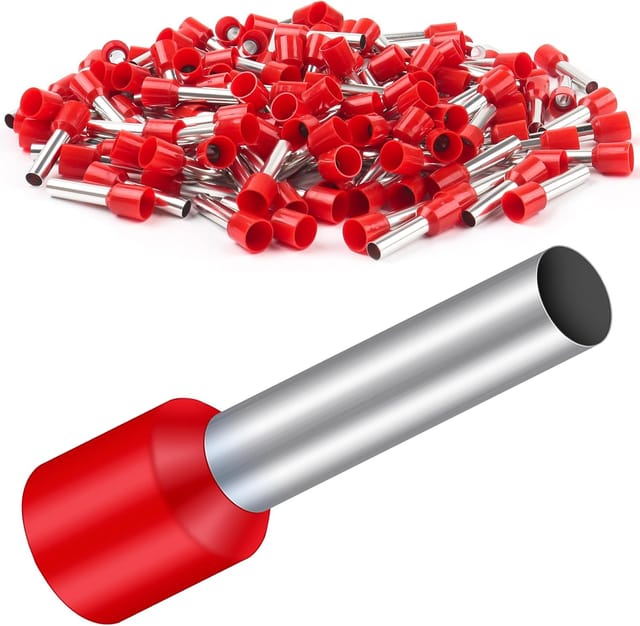 Packung Mit 150 Kabelhülsen, 10 Mm², 18 Mm Lang, Aus Polypropylen, Teilweise Isoliert, Verzinntes Kupfer, Rot (10 Mm² X 18 Mm)