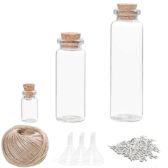 Mini-glasflaschen-set Mit Weichem Holzkolben, Seiltrichter Und Leeren Gläsern