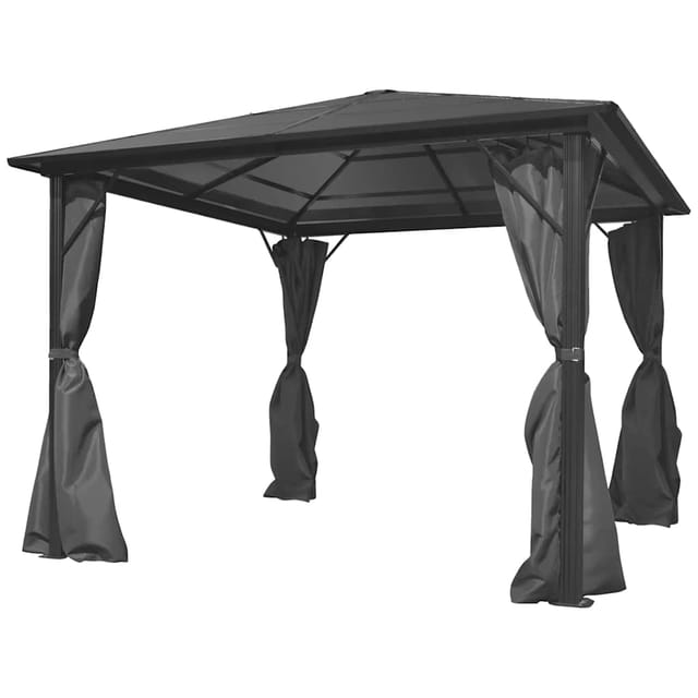 Pavillon Mit Vorhängen Anthrazit Aluminium 300 X 300 Cm