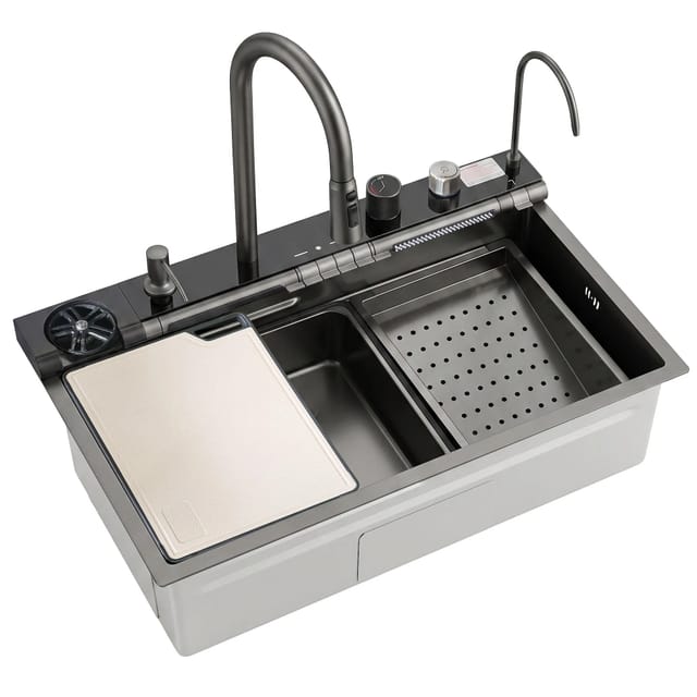 Multifunktionales Edelstahlwaschbecken Rea Alonzo 10w1 Black