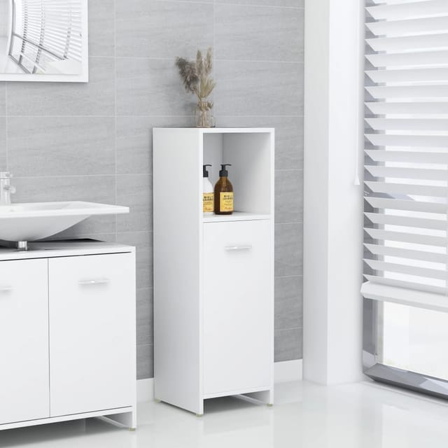 Badezimmerschrank Weiß 30x30x95 Cm Holzwerkstoff