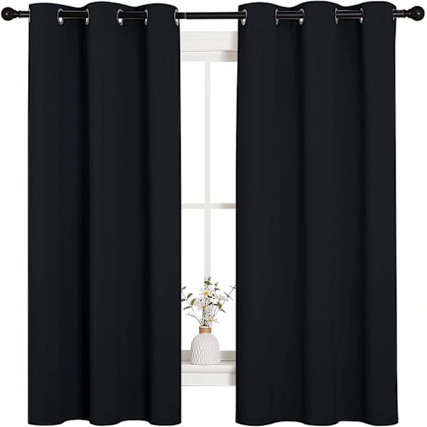 Schwarze, Wärmeisolierende Und Lichtundurchlässige Vorhänge (2 Stück, 107 Cm Breit X 160 Cm Lang, Schwarz)