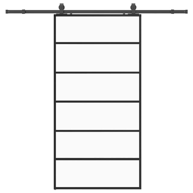 Schiebetür Mit Beschlag Schwarz 102x205 Cm Esg-glas Vidaxl