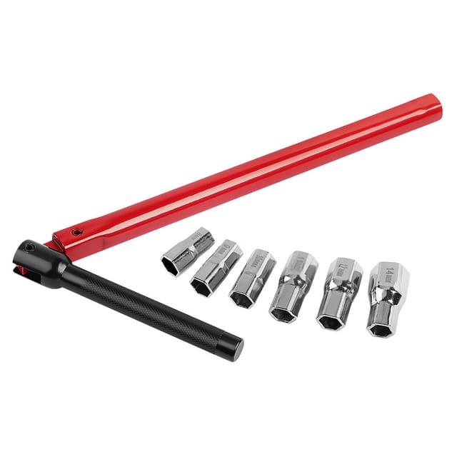 Spezial-spültischschlüssel Für Mischbatterie Ø 13 Mm + 6 Steckschlüsseleinsätze Ø 8 - 9 - 12 - 10 - 11 - 14 Mm, Rot