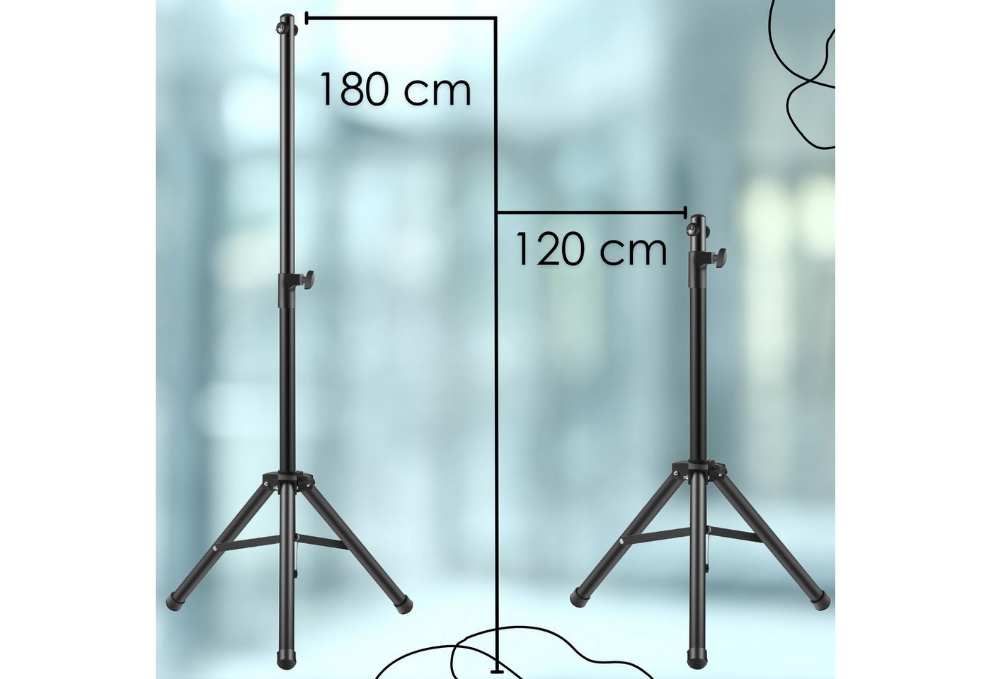 Echos Eco-9013 Universalständer Tripod Ständer für Heizstrahler 120 - 180 cm Schwarz