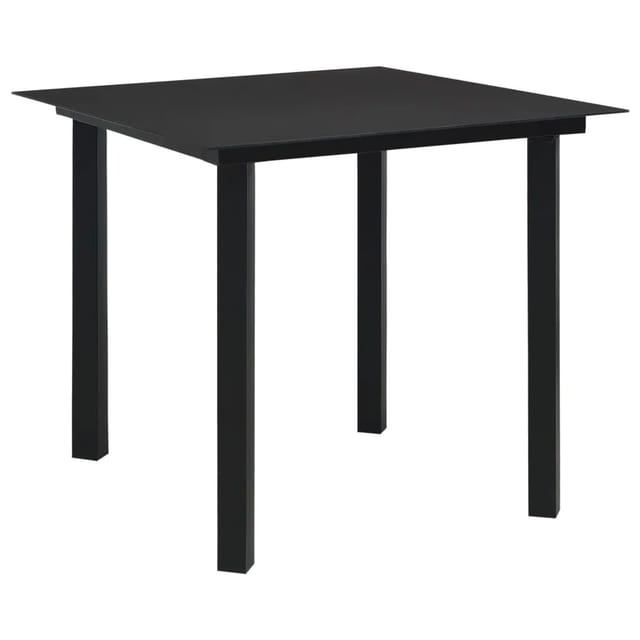 vidaXL Garten-Esstisch Schwarz 80x80x74 cm Stahl und Glas 312161