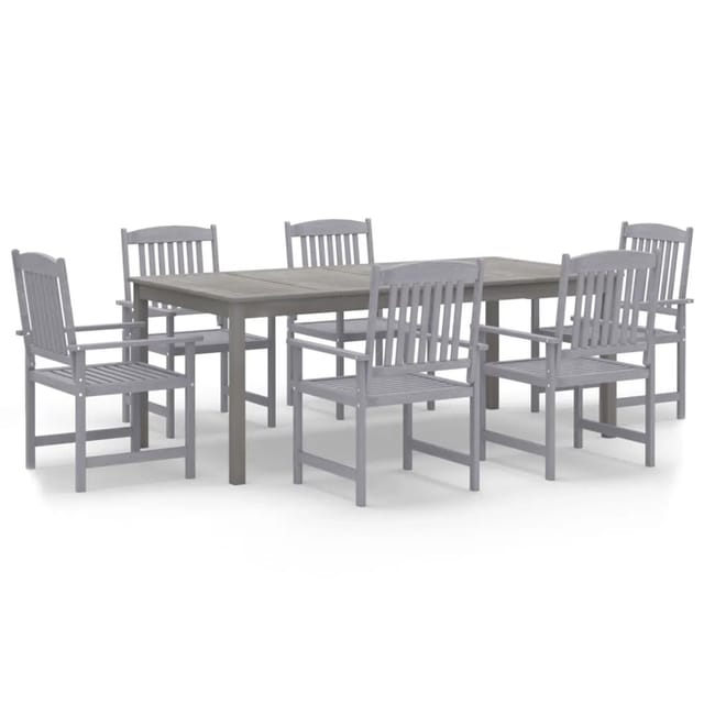 vidaXL 7-Tlg Garten-Essgruppe Massivholz Akazie Grau 3098682