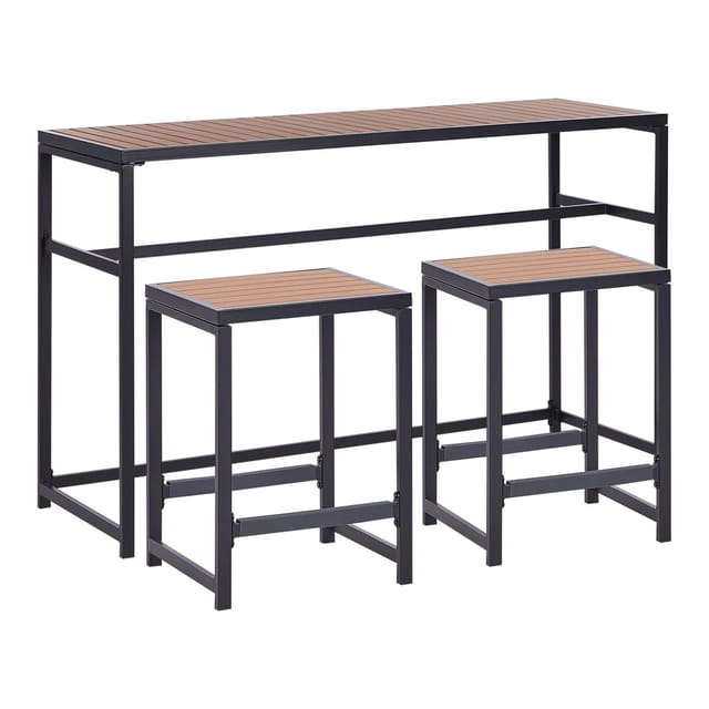 Beliani Gartentisch Set AVETRANA Schwarz Heller Holzfarbton