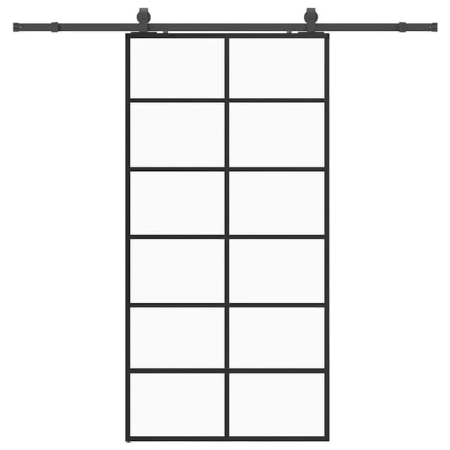 vidaXL Schiebetür mit Beschlag Schwarz 102x205 cm ESG-Glas 3375932