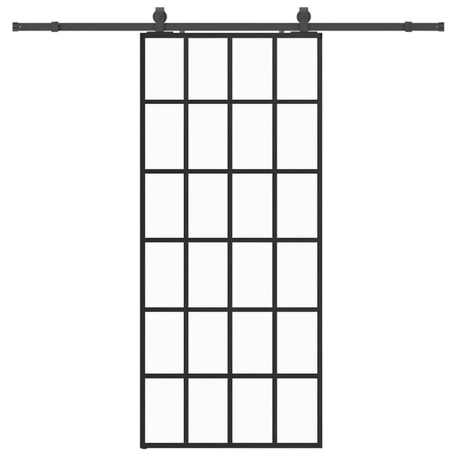 vidaXL Schiebetür mit Beschlag Schwarz 90x205 cm ESG-Glas 3375934