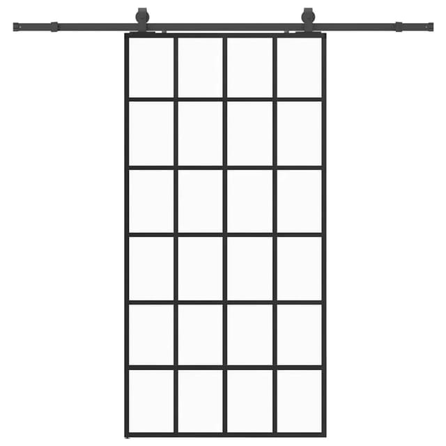 vidaXL Schiebetür mit Beschlag Schwarz 102x205 cm ESG-Glas 3375935
