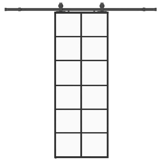 vidaXL Schiebetür mit Beschlag Schwarz 76x205 cm ESG-Glas 3375930