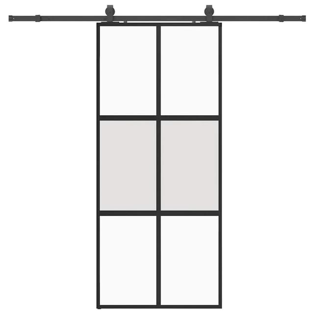 vidaXL Schiebetür mit Beschlag Schwarz 90x205 cm Hartglas 3375964