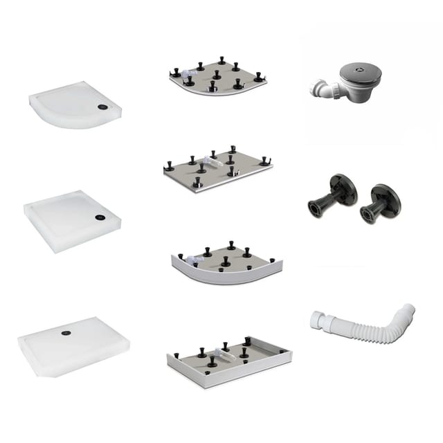 Duschparadies Badezimmer Set Zubehör Für Rechteck Duschtasse Duschwanne 100 x 80cm Armatur Schürze-Stellfüße