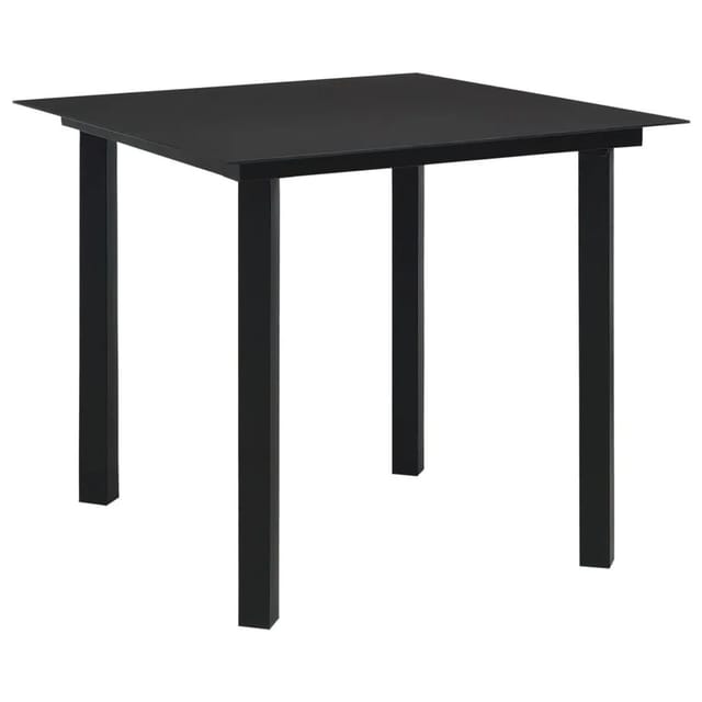 Furnicato Gartentisch Schwarz 80 X 80 X 74 Cm Pulverbeschichteter Stahl Mit Glastischplatte