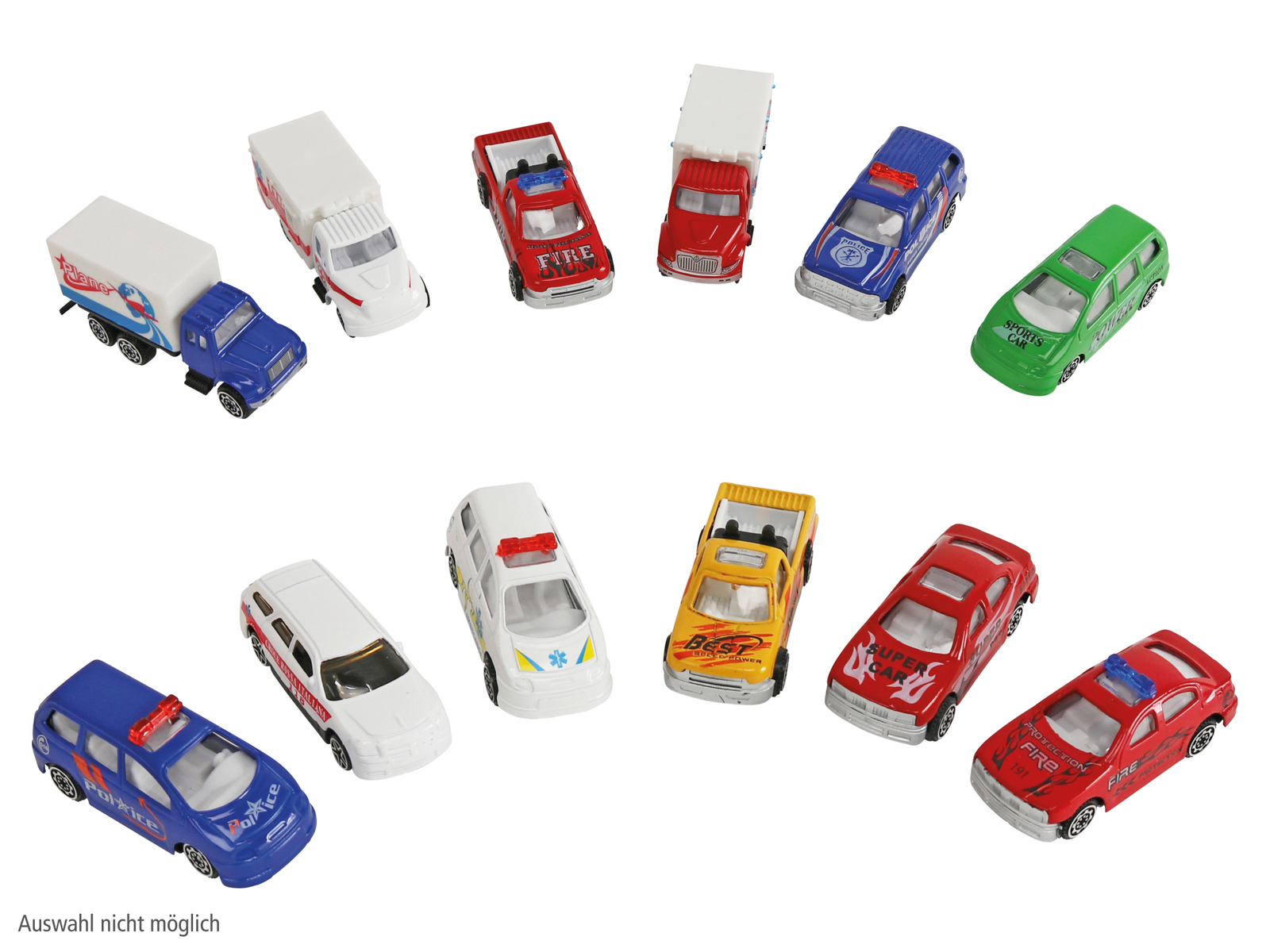 Metallspielzeugauto 1:64, 12 verschiedene Varianten