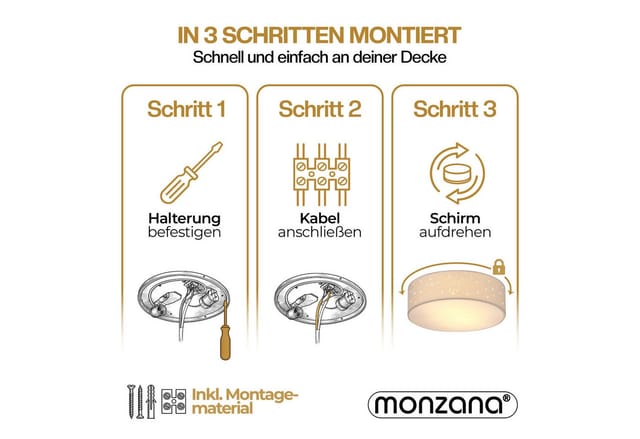 monzana, 38 cm, Sternenhimmel Rund Stoffschirm 38 cm 2-Flammig E27 Modern