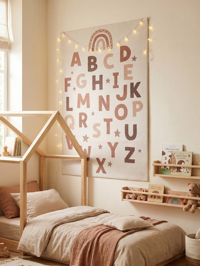 KADIMA DESIGN Kinderteppich TINO Kinderteppich Waschbar Kinderzimmer Schadstoffgeprüft, Rechteckig, Höhe: 10 mm, Creme, 80x150 cm, Kinderteppich Waschbar Spielteppich