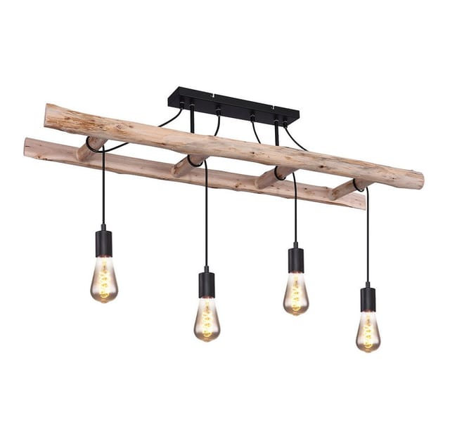 GLOBO LIGHTING Hängeleuchte, Leuchtmittel nicht inklusive, Retro Pendelleuchte Holzleuchte Vintage Hängelampe Holz Hängeleuchte