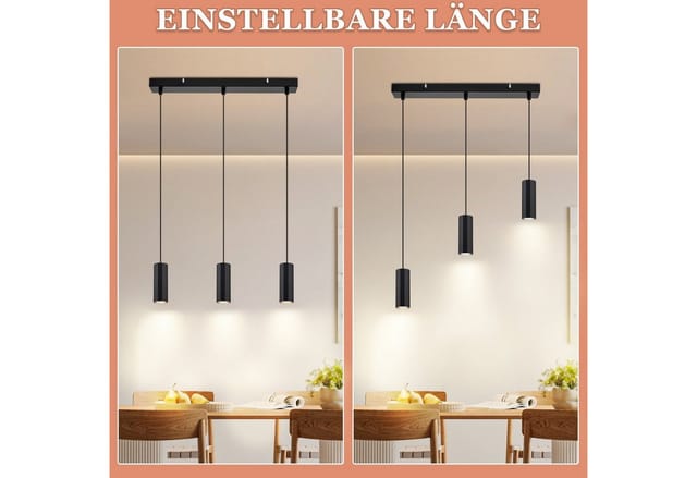 Nettlife Hängelampe GU10 Wohnzimmer Pendelleuchte Modern, höhenverstellbar, LED wechselbar, Wohnzimmer Küche Schlafzimmer