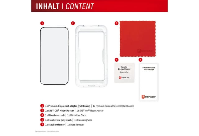 Displex Displayschutzglas Premium Glass Screen Protector mit EASY-ON MountMaster für Apple iPhone 17 Pro Max, Displayschutzfolie, Schutzfolie, Bildschirmschutz, kratz- & stoßfest