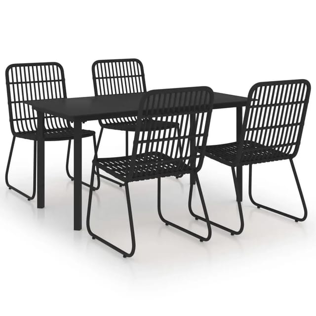 5-tlg. Garten-essgruppe Poly Rattan Und Glas Vidaxl