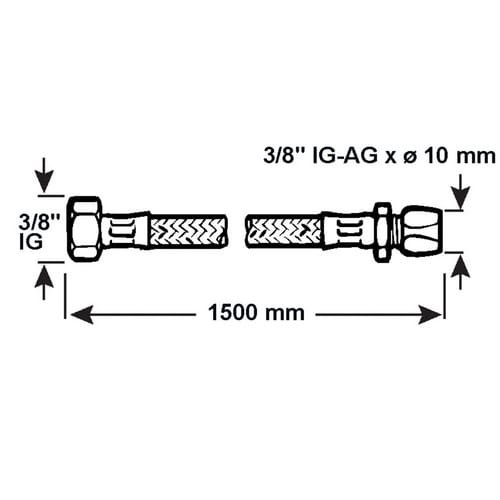 Conmetall - Verbindungsschlauch 3/8x10mm X3/8 Ig X 1500mm W