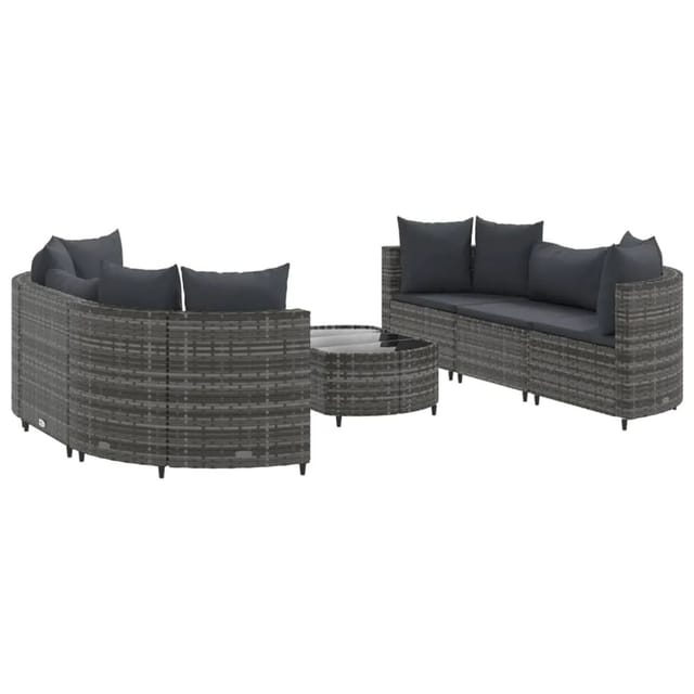 vidaXL 7-tlg Garten-Sofagarnitur mit Kissen Grau Poly Rattan Modell 198